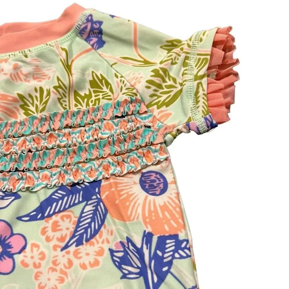 Matilda Jane Green Floral Ruffle Rash Guard Swim Top 18-24 months - Picture 2 of 3